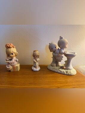 Precious Moments White Porcelain Angel Figurine with Gold Halo